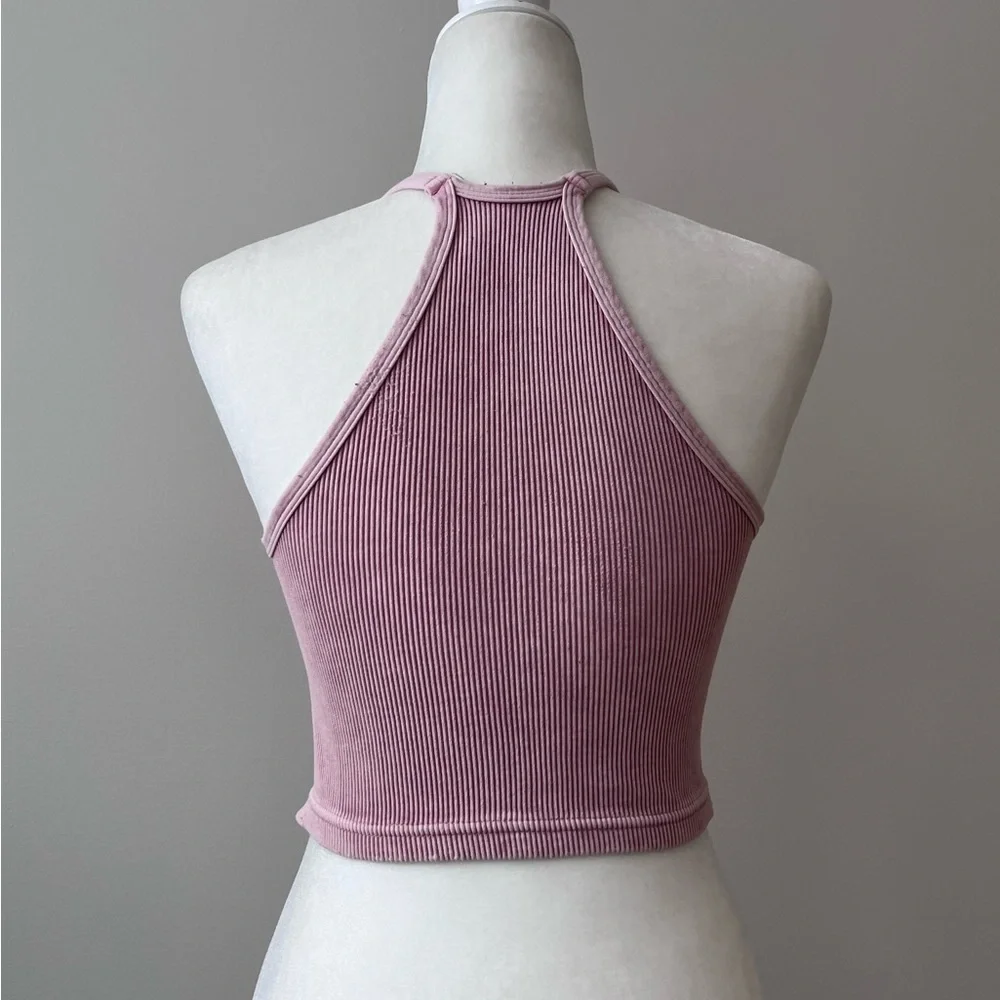 FP Movement Pink Ribbed Stretchy Crop Top - Picture 4 of 5